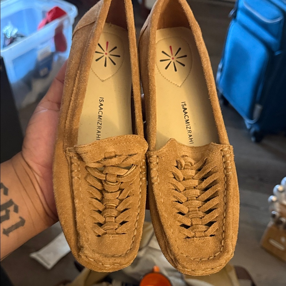 Isaac Mizrahi Camel Suede Loafers